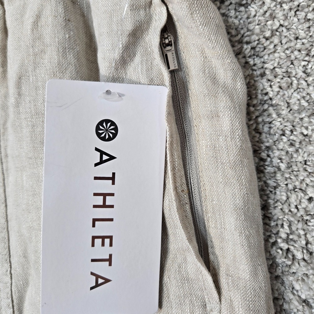 Athleta Retreat Linen Ankle Pant womens Large Tan beige NEW - Picture 3 of 12